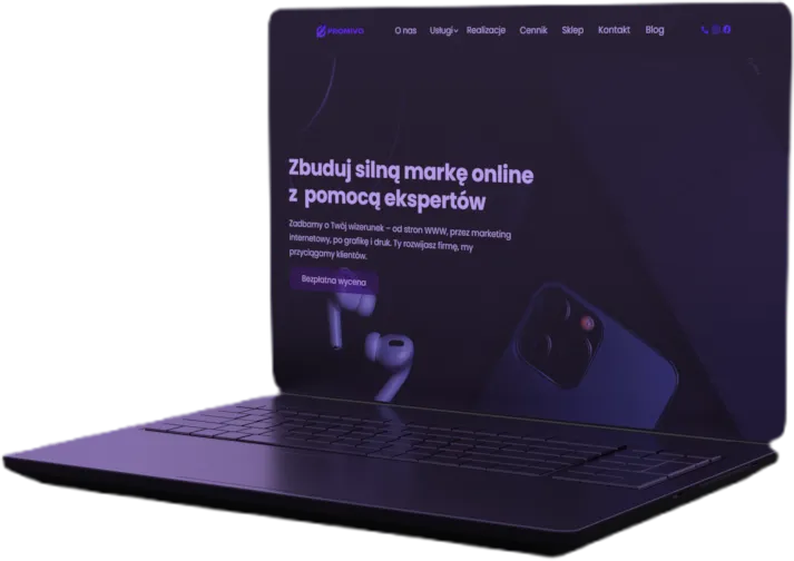 Website project displayed on a laptop